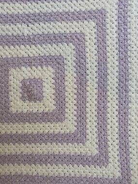 Handmade Lavender and Cream Crochet Quilt - Brand